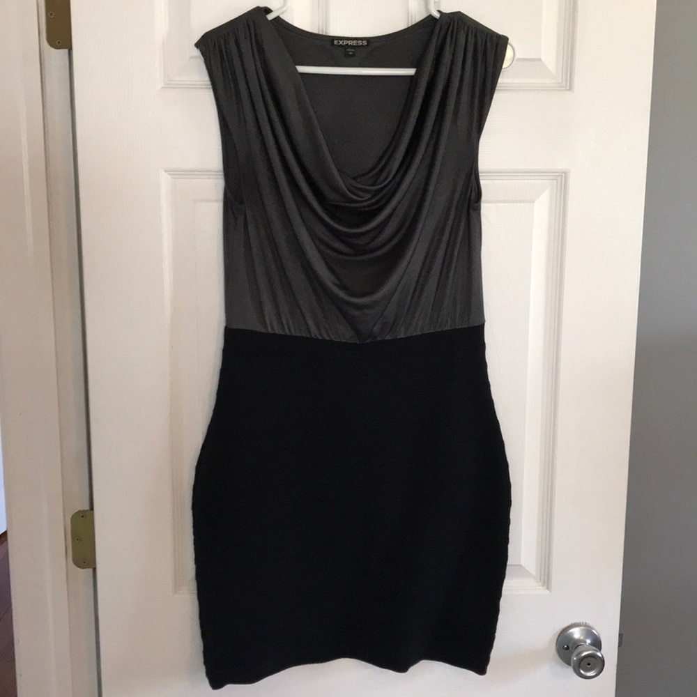 Express Slate Grey Draped Top and Black Dress